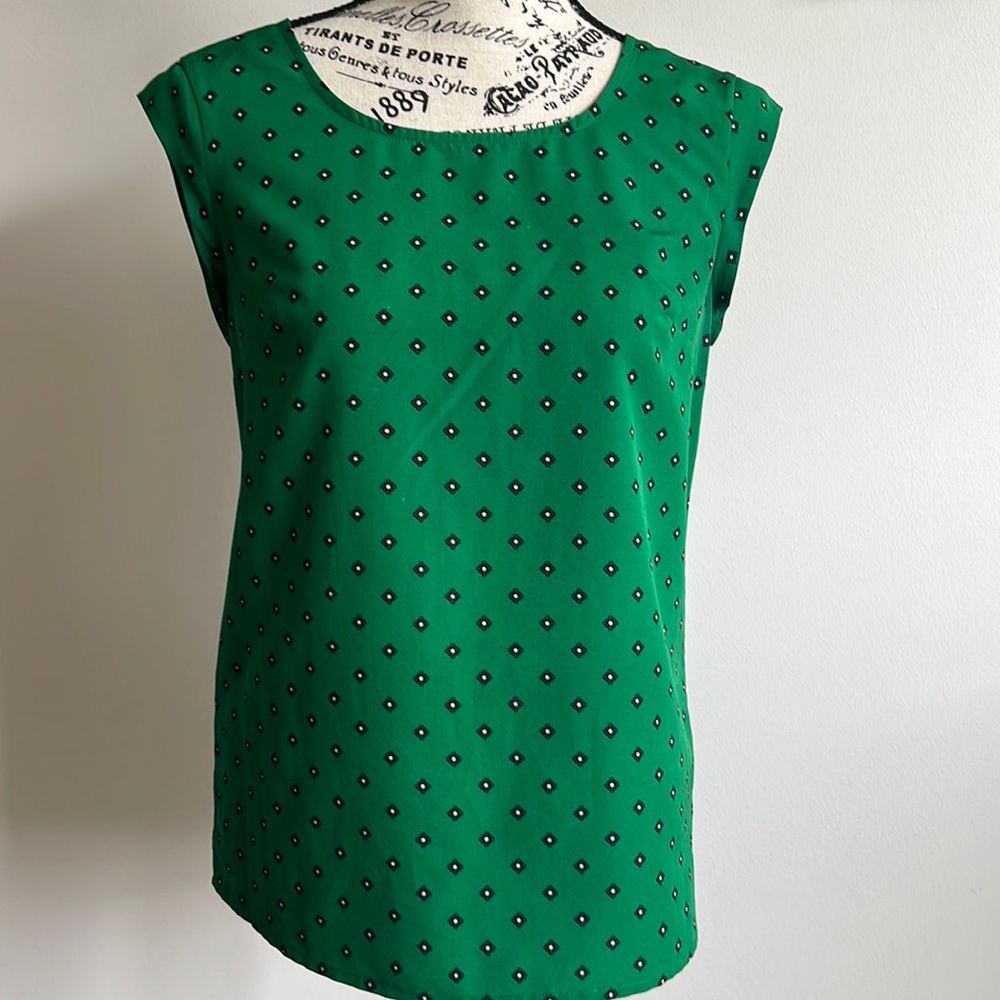 Merona cap sleeve pullover blouse, green, Size XS, EUC